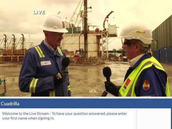 An image taken from Cuadrilla live feed from the Preston New Road drill site