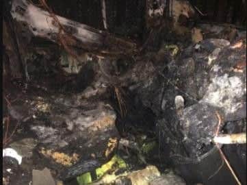 The cab of the van was gutted by the fire