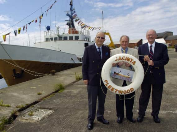 Jacinta trustees David Pearce, Lionel Marr celebrating the heritage vessels 40th anniversary in a previous year