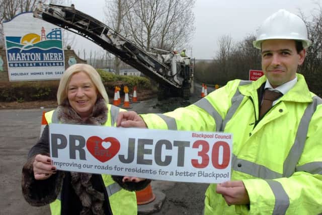 Coun Maxine Callow and Construction manager Matt Edwards at the launch of Blackpools Project 30