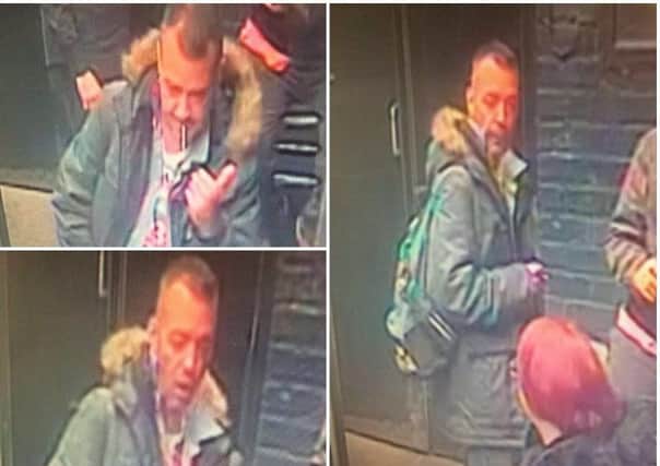 Police released images of this man, who they urged to come forward, after a 16-year-old girl had her bum slapped at Molloy's pub, Talbot Road, Blackpool, at around 2.45pm on Monday, October 23, 2017 (Pic: Lancashire Police)