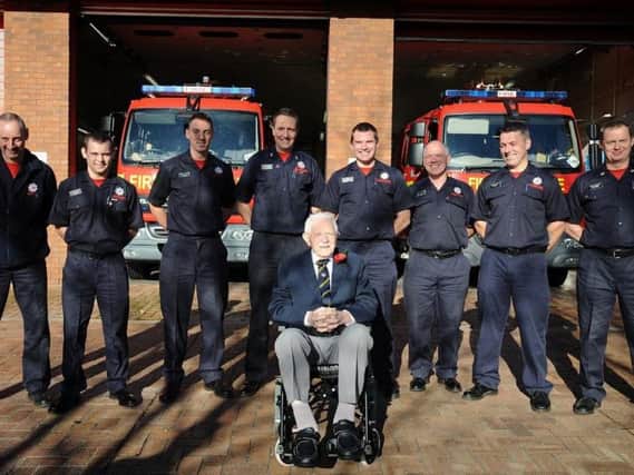 Ronald Langley meets Blackpool firefighters
