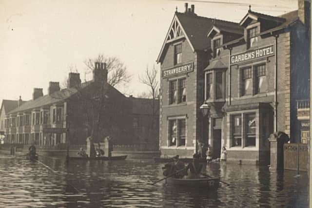 The Strawberry Gardens Hotel in Poulton Road Fleetwood still shows a mark at the front door where the flood water reached in 1927