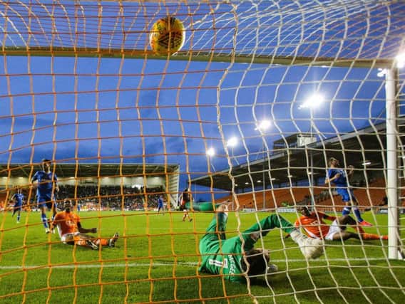 Viv Solomon-Otabor scores Blackpool's first goal