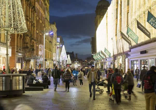 Buchanan Street is one of the main shopping streets in Glasgow city centre.