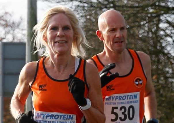 Bev Wright and Paul Sparrow competing at the Preston 10 Mile Road Race