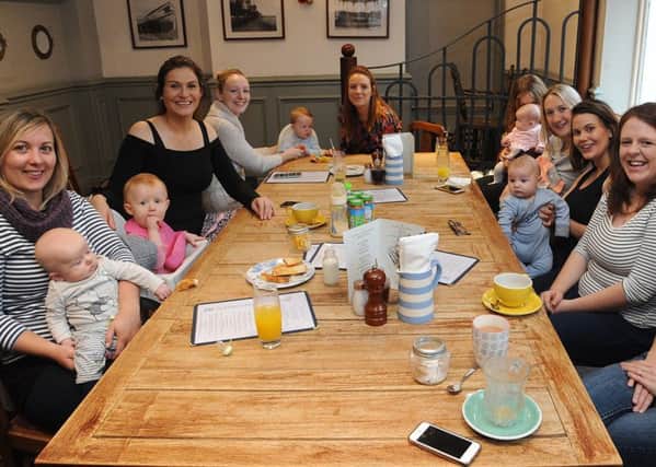 New mum Bev Nickson has set up a mums' group in Lytham following her move there from Manchester.
The group enjoy a coffee morning at the Queens pub- swapping baby stories.  PIC BY ROB LOCK
20-11-2017