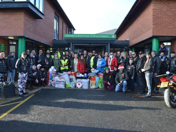 Bikers delivering toys to Brian House Children's Hospice after a previous toy run