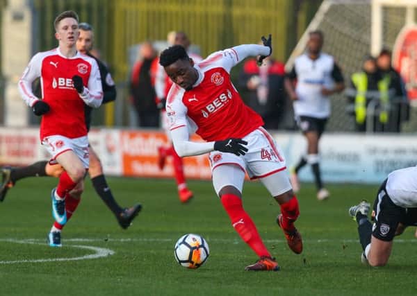 Fleetwood Town's Devante Cole knocks Hereford's Billy Murphy off the ball

Photographer Alex Dodd/CameraSport

FA Cup Second Round - Fleetwood Town v Hereford FC - Saturday 2nd December 2017 - Highbury Stadium - Fleetwood
 
World Copyright Â© 2017 CameraSport. All rights reserved. 43 Linden Ave. Countesthorpe. Leicester. England. LE8 5PG - Tel: +44 (0) 116 277 4147 - admin@camerasport.com - www.camerasport.com