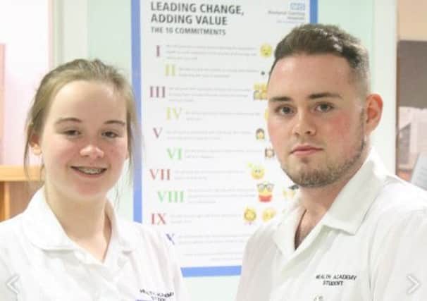 Health Academy students Milly Southern and Jordan Lawrence