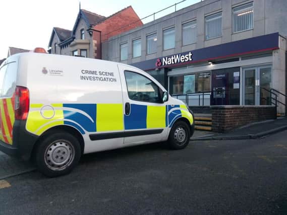 Investigators outside Natwest in Lytham Road, South Shore