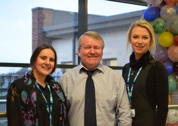 Trainee wellbeing practitioner Katy Tulloch, left, with David Eaton, service manager at Blackpool's Child and Adolescent Mental Health Services (CAMHS), and fellow trainee Sophie Green