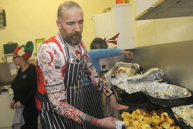 The Mustard Seed Group Chirstmas dinner at St Peter's Church in Fleetwood. Pictured is Jason Smith.