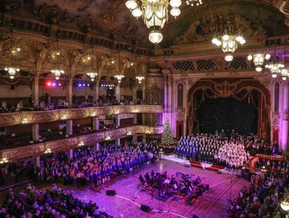The choirs performed in front of a capacity audience at the Blackpool Tower Ballroom. Photos: Tom Cheetham, Hartshead Productions