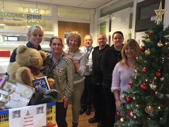 Staff at Great Places Housing, Blackpool, donate their reverse advent calendar to Blue Skies Hospitals Funds Give a Gift Appeal.