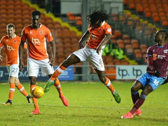 Sessi D'Almeida on the attack for Blackpool