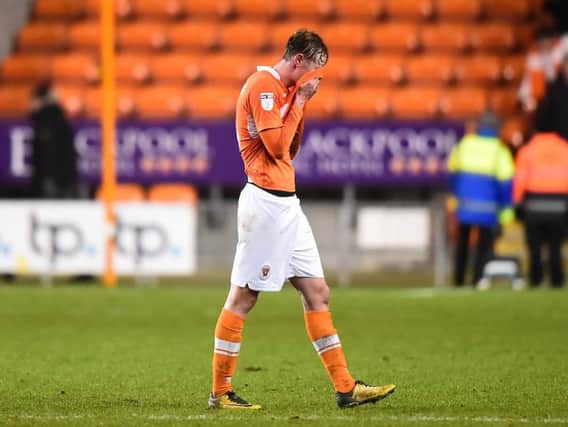 Blackpool's Sean Longstaff reacts at the end of the match