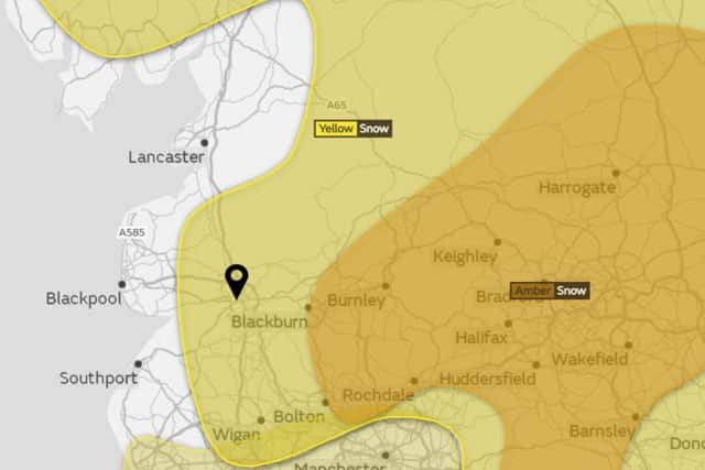 Amber weather warning issued by the Met Office