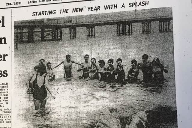 Blackpool Lifeguards take a New Year dip in 1968