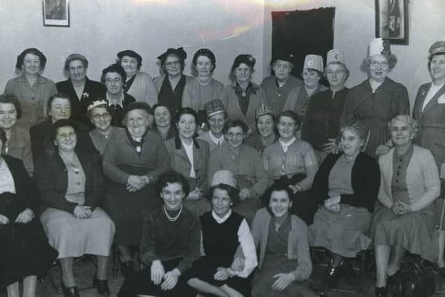 January 28, 1955.  This happy, smiling group picture was taken at the annual New Year party held by the women's section of the St Annes branch of the British Legion in the Mayfield Road headquarters