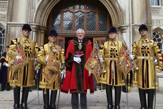 Andrew Parmley, centre, during his year as Lord Mayor of London 2016/17