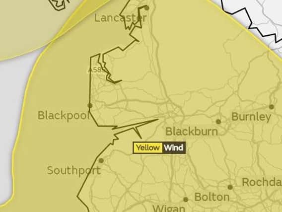 The weather warning covers the Fylde coast and much of the UK (Picture: Met Office)