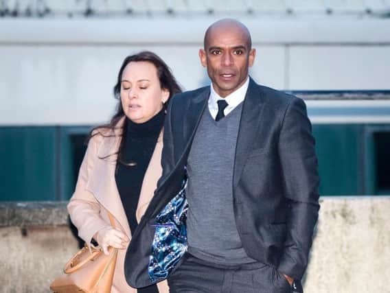 Trevor Sinclair arriving at Blackpool Magistrates' Court with his wife Natalie last month (Picture: Danny Lawson/PA Wire)