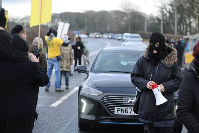 Protestors at the fracking site today