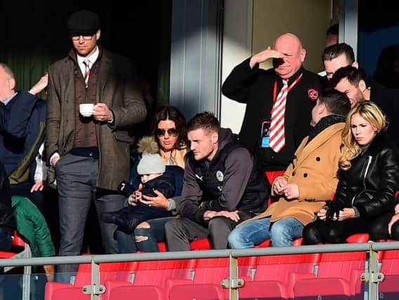 Jamie Vardy watched from the stands
