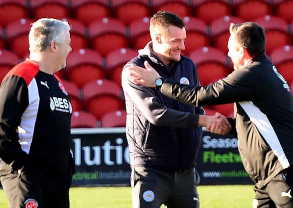Jamie Vardy is welcomed back to Fleetwood Town on Saturday