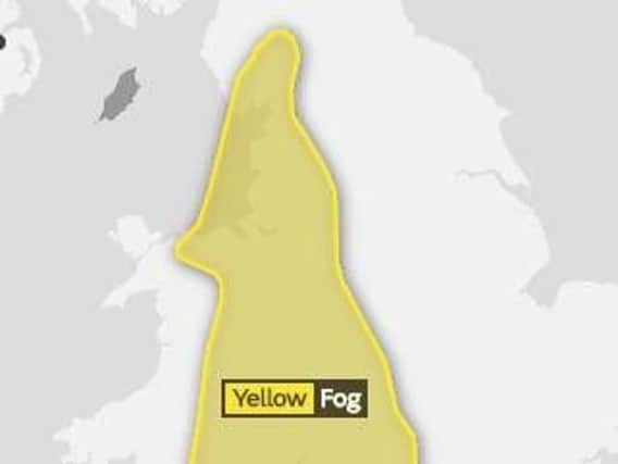 The yellow weather warning is in place from Thursday evening