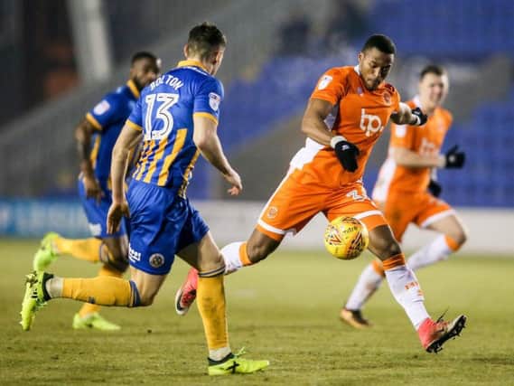 Raul Correia in action on his Blackpool debut