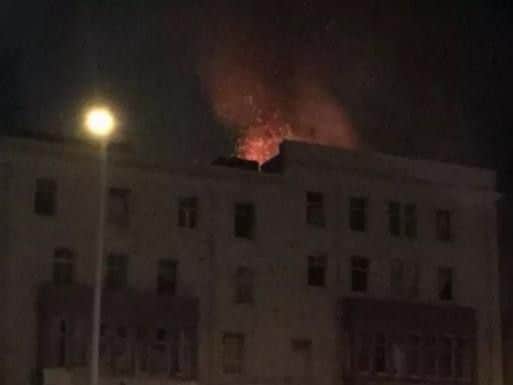 The fire at the Ambassador Hotel. Photo courtesy of @carlybee88