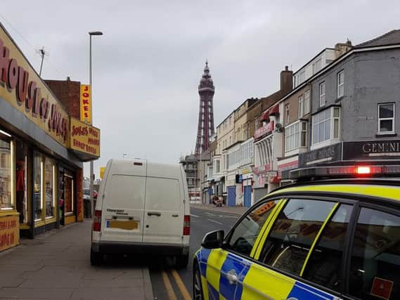 A van is stopped for having an expired MOT.
Photo: Lancs Roads Police