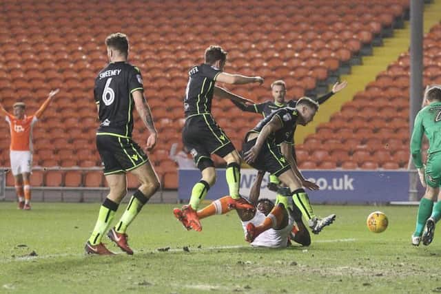 Blackpool's appeals for a late penalty fall on deaf ears