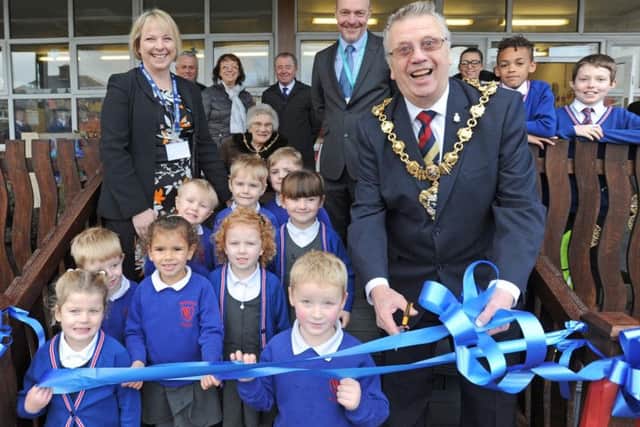 Mayor of Blackpool Coun Ian Coleman opens the new outdoor learning area