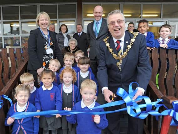 Mayor of Blackpool Coun Ian Coleman opens the new outdoor learning area