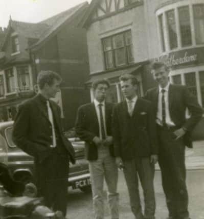 Bill Taylor, Dave Miller, Barrie Oughton, and Phil Crossley aged 16 on Reads Avenue, Blackpool