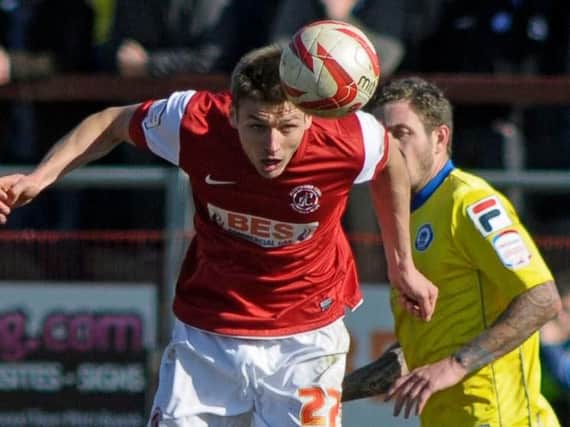 Ryan Edwards in action for Fleetwood against Rochdale in 2013.