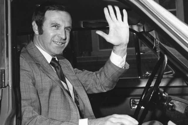 An archive photograph of Jimmy Armfield setting off from his home in South Shore