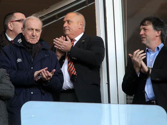 Armfield pictured in the director's box at Bloomfield Road with Karl Oyston