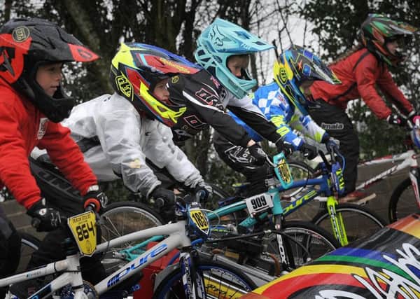 The Mid Lancs BMX Club based in Coppull held a round of their Winter Series races. On the start line.