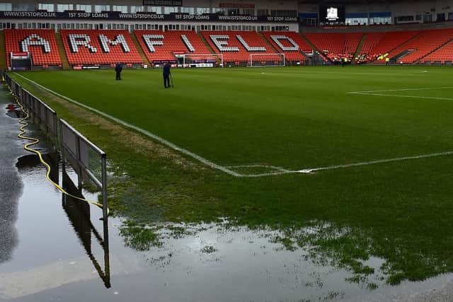 The Bloomfield Road pitch was deemed unplayable by referee Carl Boyeson