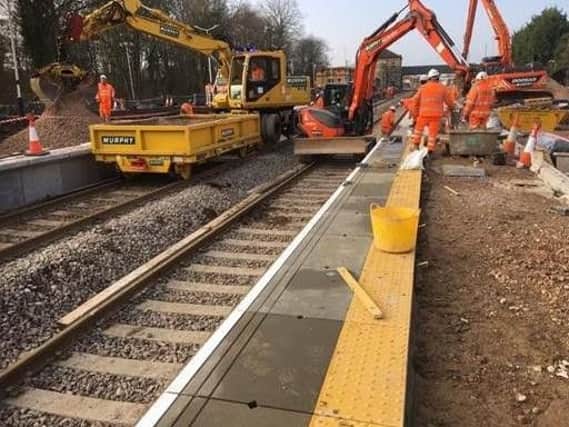 Work on the platform at Kirkham station