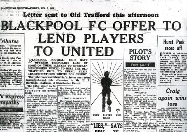 Gazette article from February 7, 1958 day after the Munich air disaster which killed Man Utd players