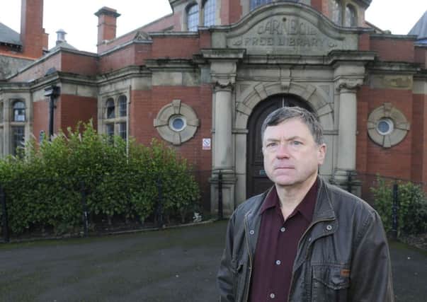 County Coun Peter Buckley outside St Annes library