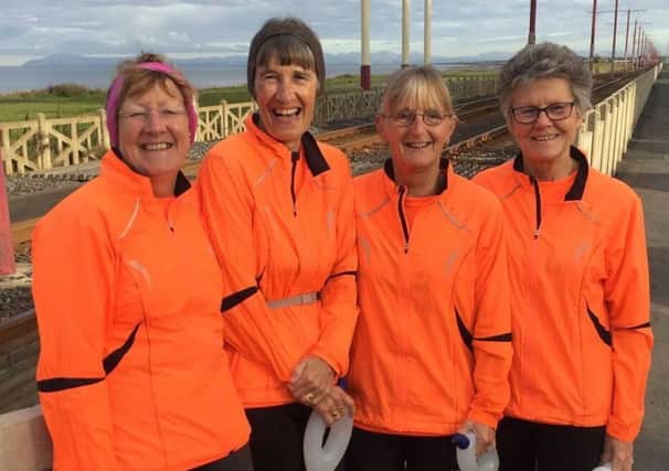 Some members of Goal-den Girls women's running group, on Blackpool Promenade