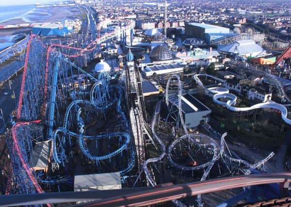 Undated handout photo issued by Blackpool Pleasure Beach of an aerial view showing how their new ICON ride fits amongst the park's other rides