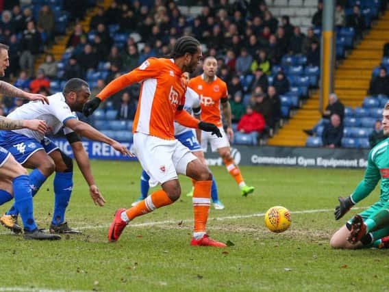 Nathan Delfouneso squanders a priceless chance to score for Blackpool