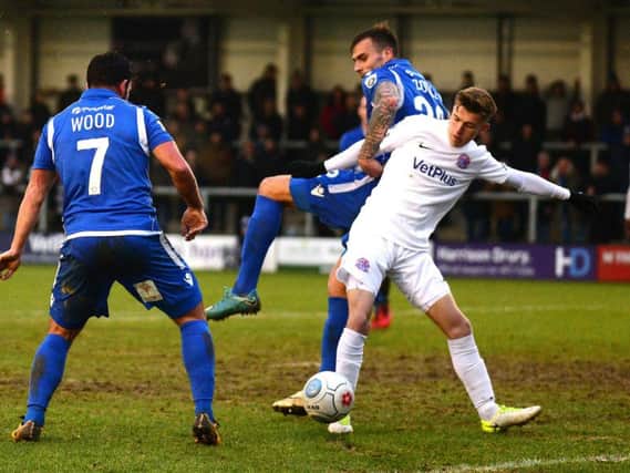 James Hardy in action against Eastleigh